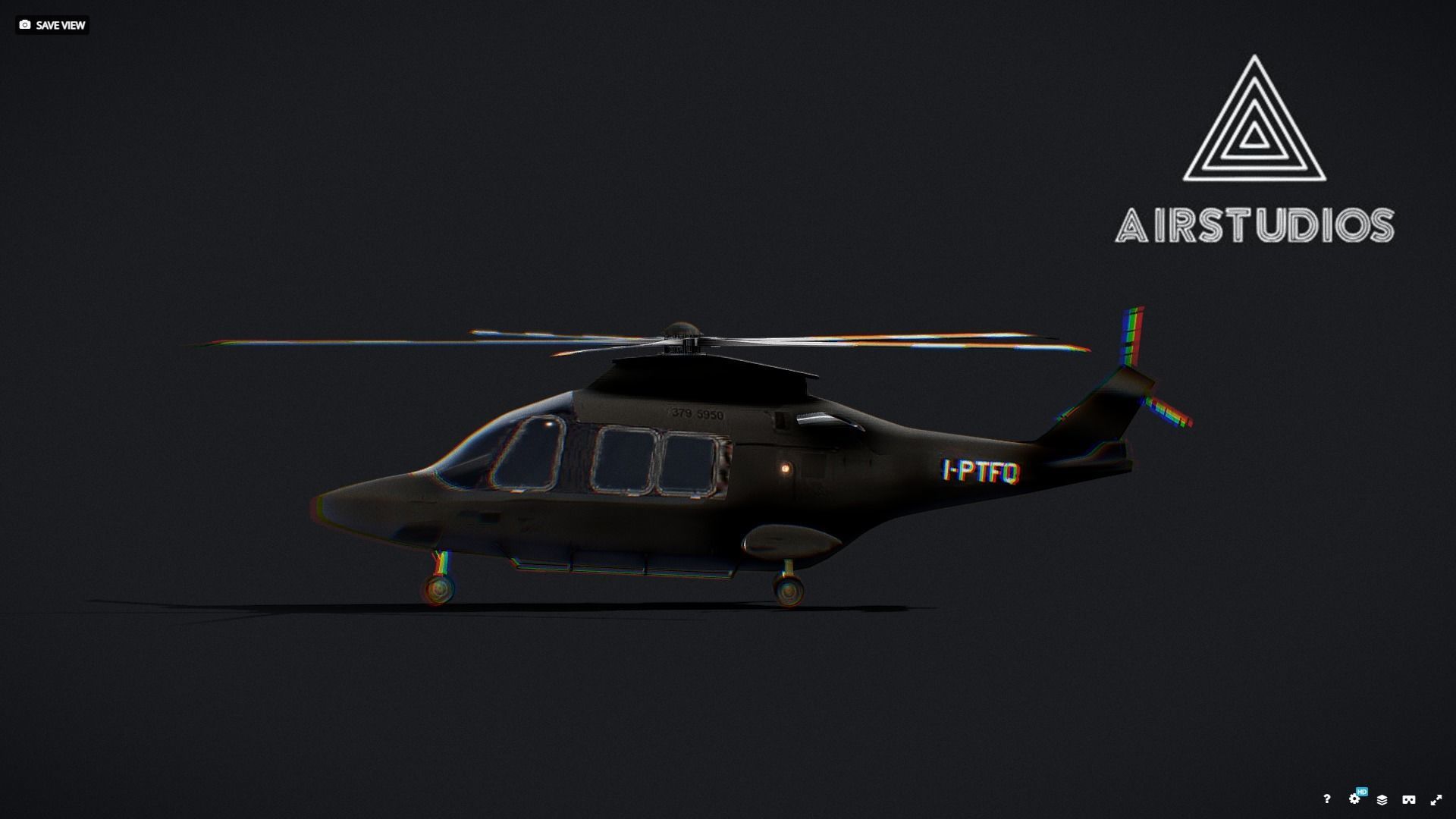 Helicopter - Matte Black Leonardo aw169 Low-poly 3D model_4