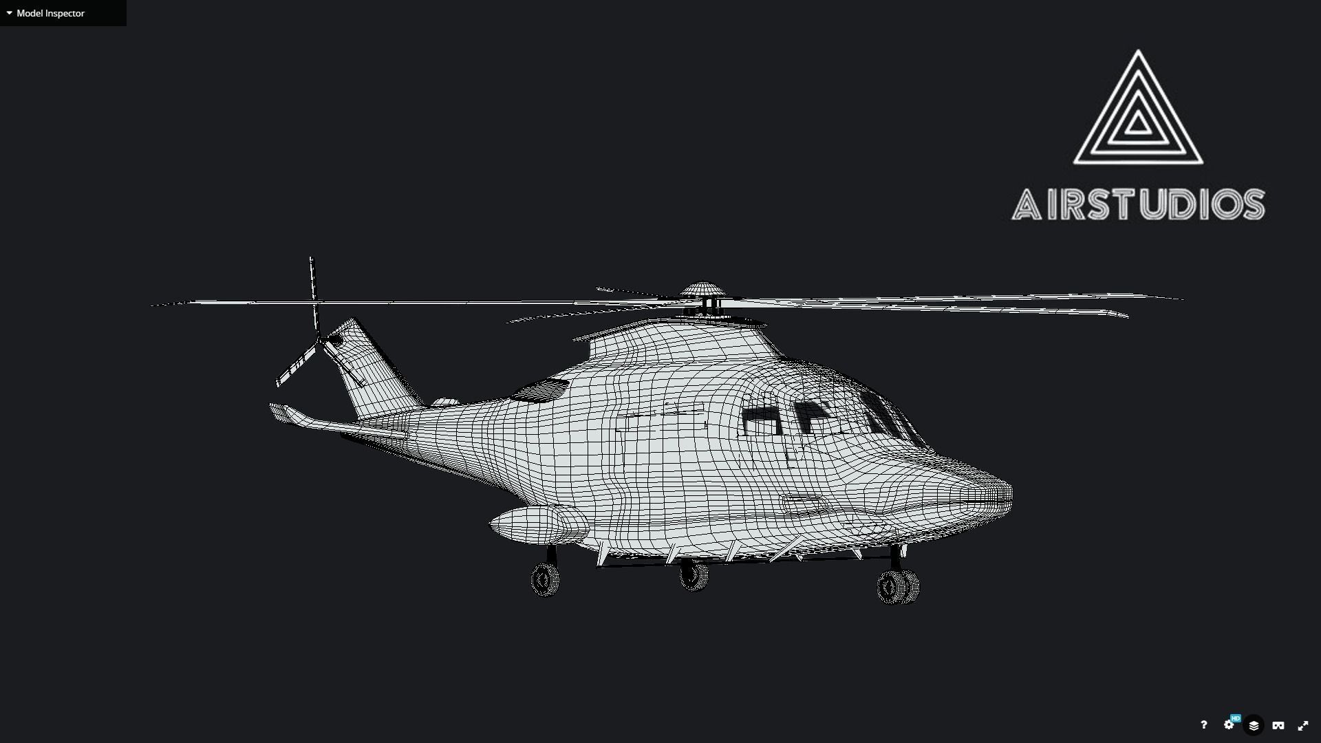 Helicopter - Matte Black Leonardo aw169 Low-poly 3D model_7
