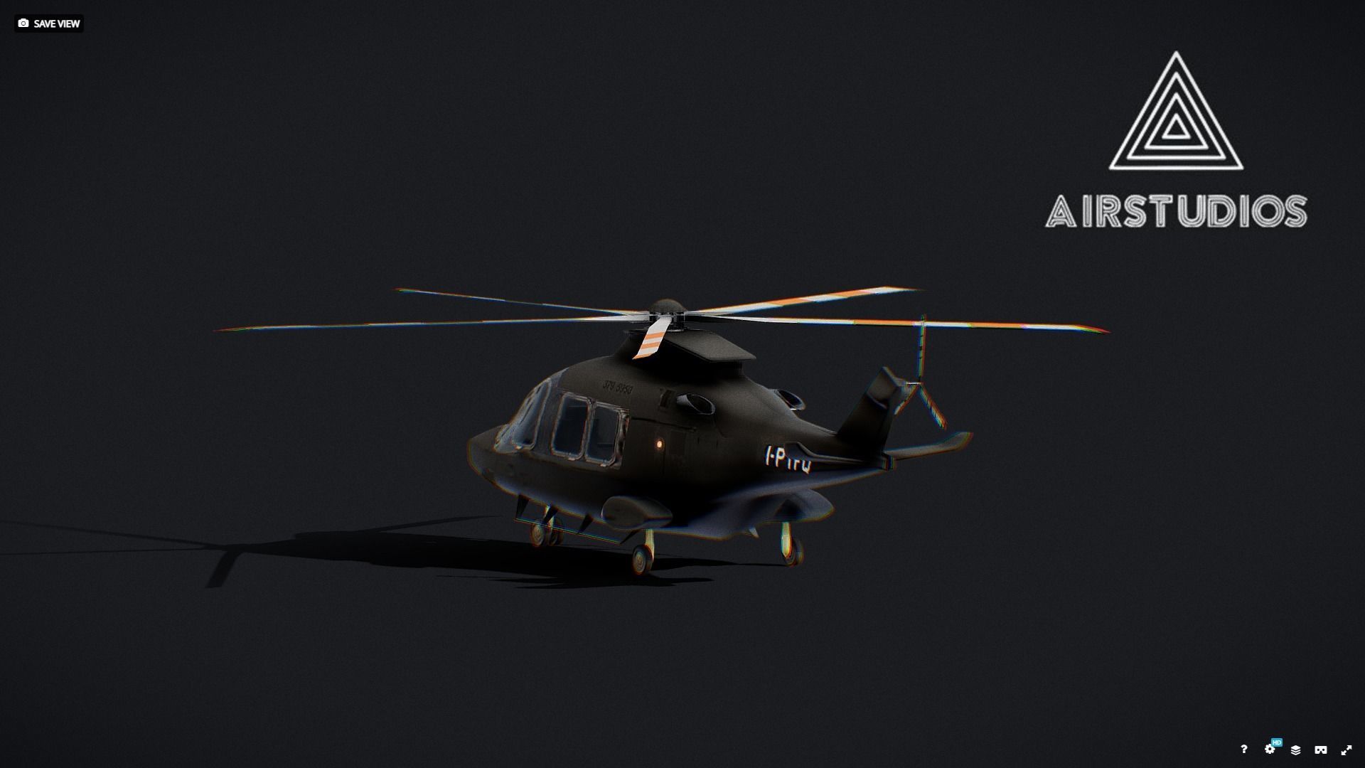 Helicopter - Matte Black Leonardo aw169 Low-poly 3D model_5