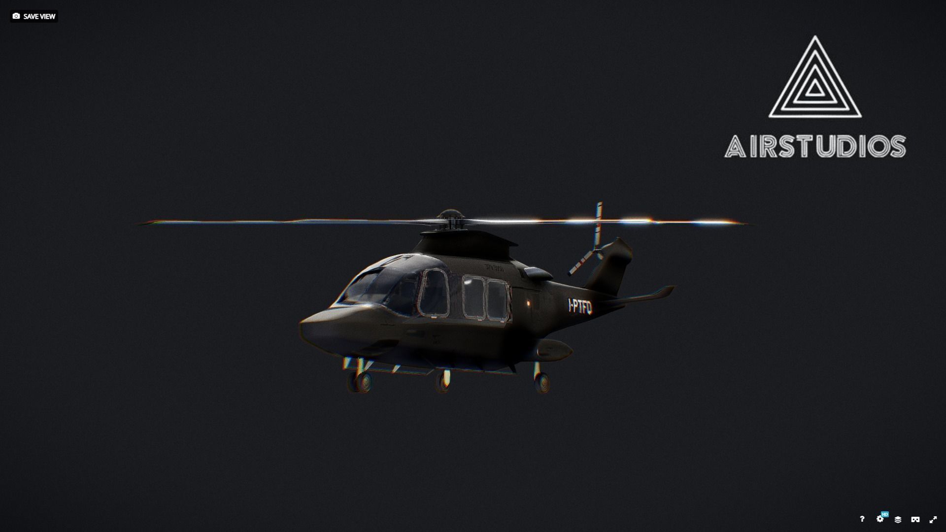 Helicopter - Matte Black Leonardo aw169 Low-poly 3D model_3