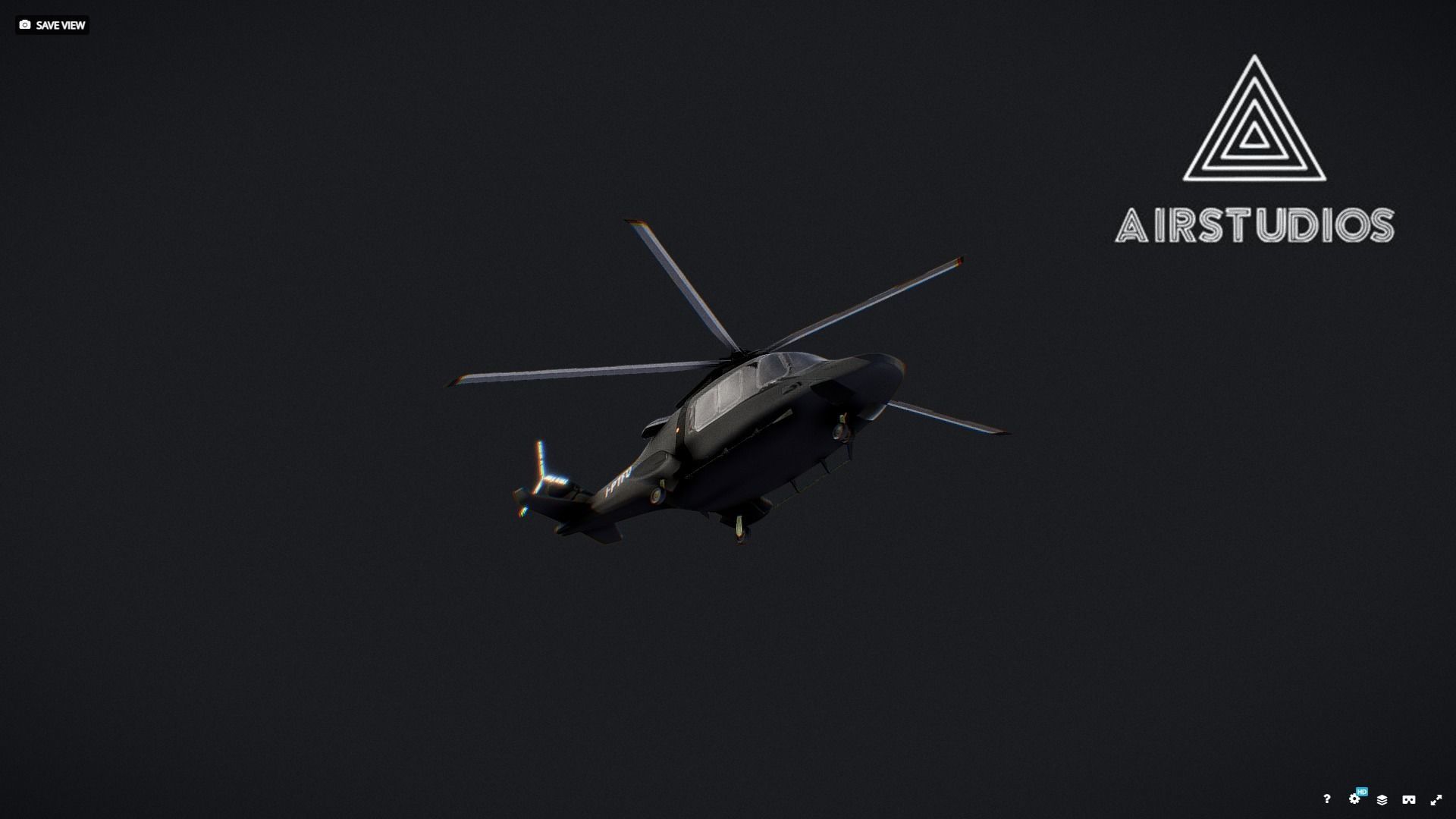 Helicopter - Matte Black Leonardo aw169 Low-poly 3D model_6