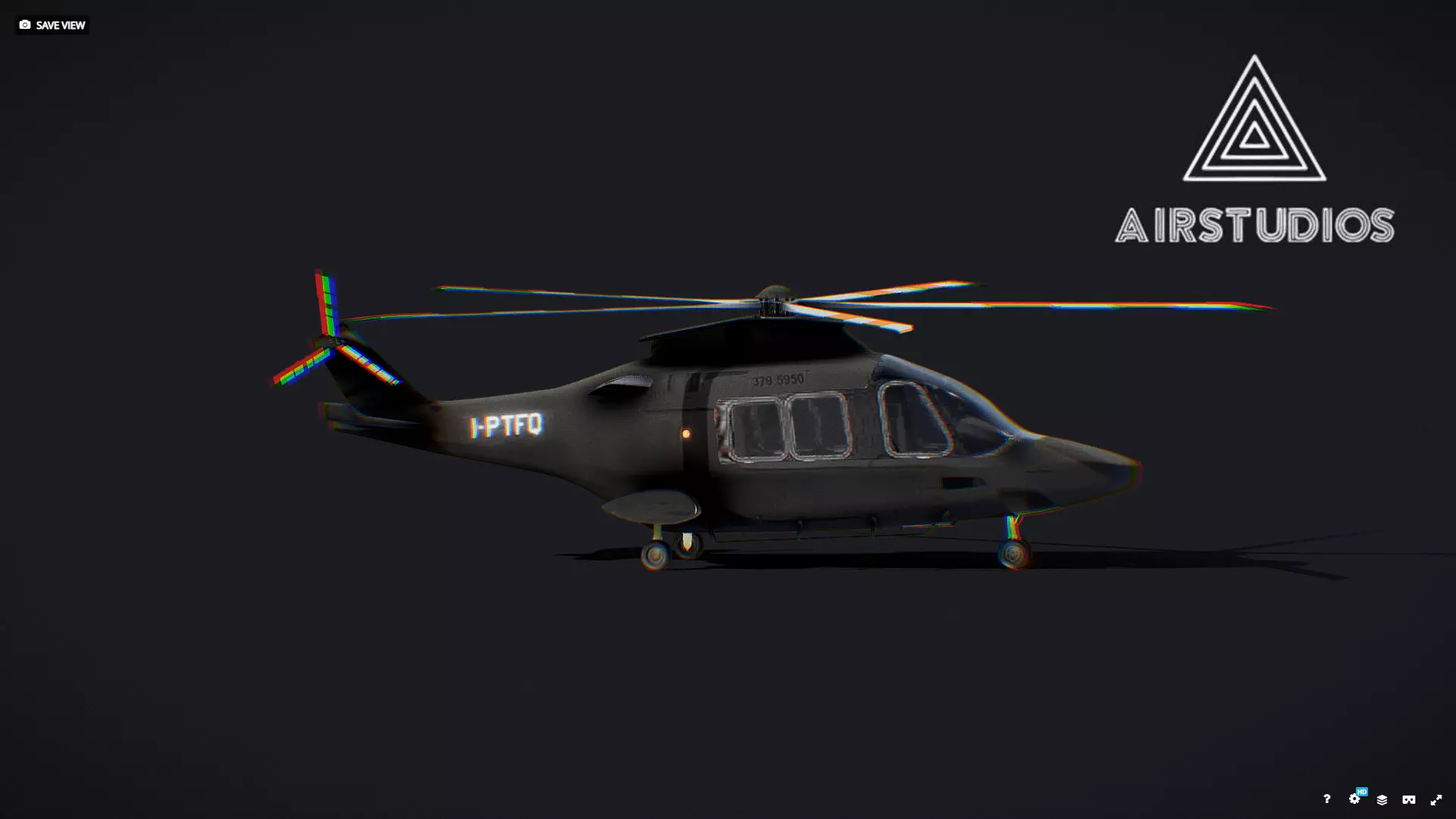 Helicopter - Matte Black Leonardo aw169 Low-poly 3D model_0