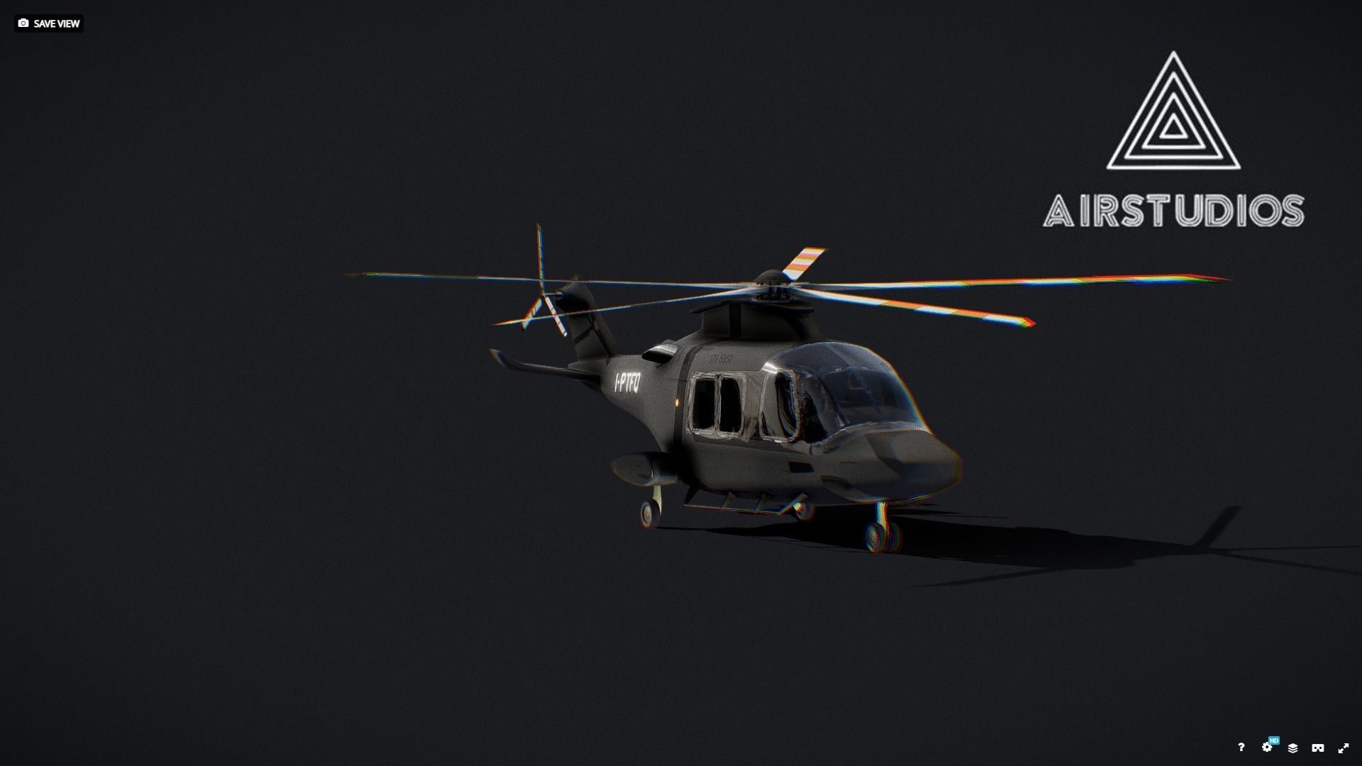 Helicopter - Matte Black Leonardo aw169 Low-poly 3D model_1