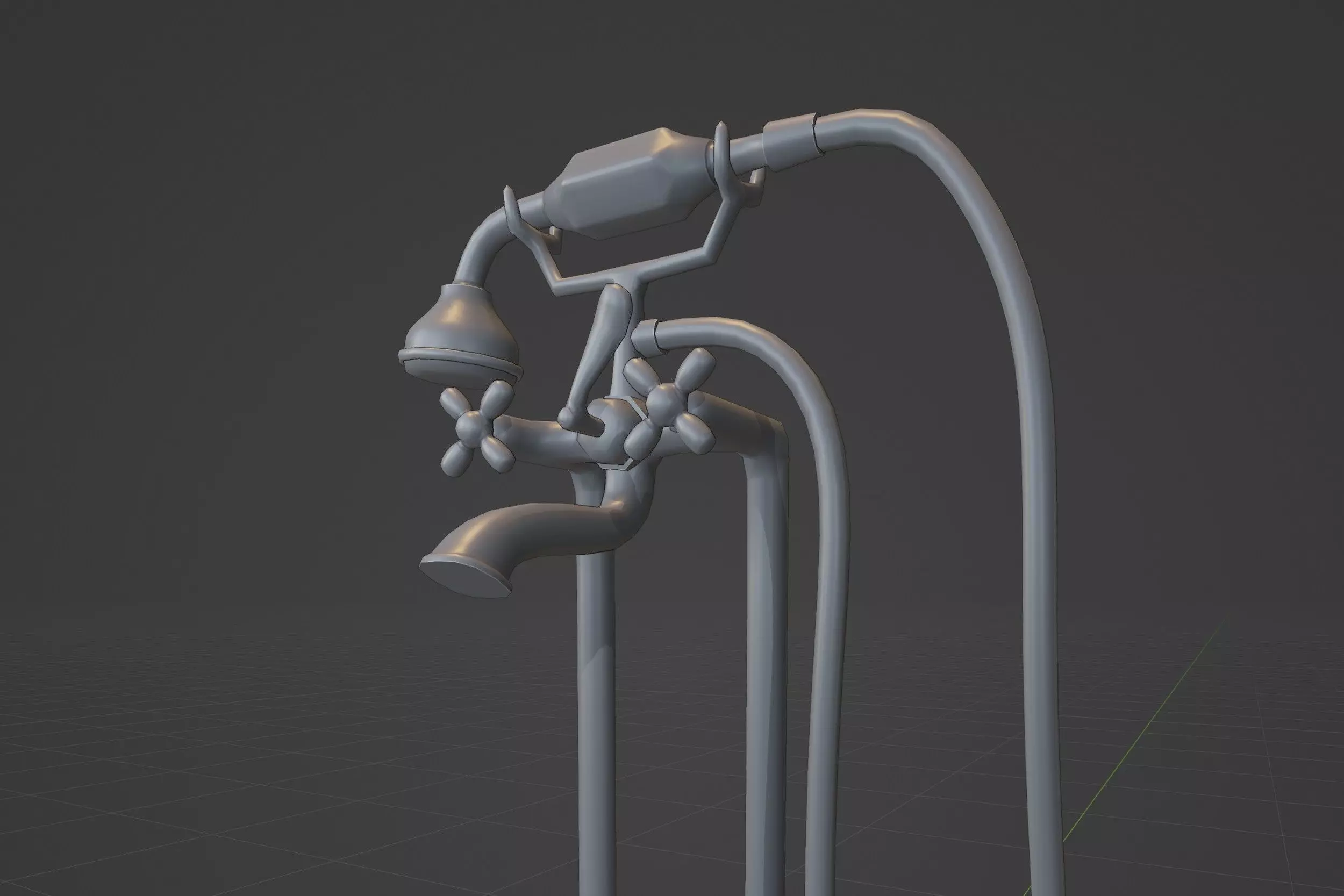 Vintage Shower Faucet Low-poly 3D model_0