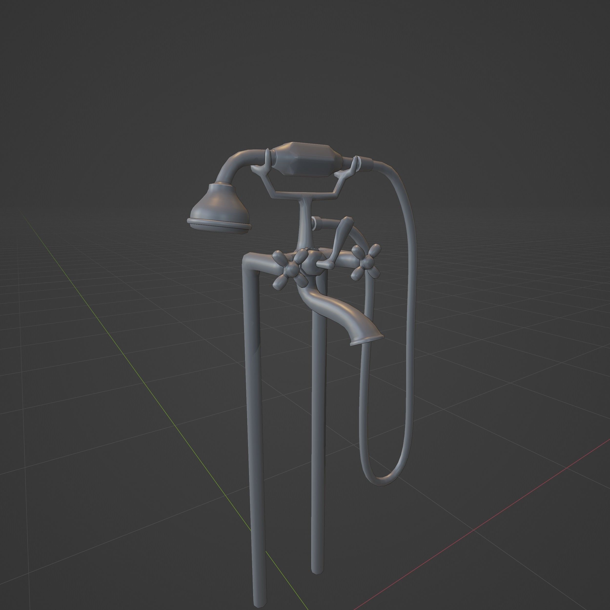 Vintage Shower Faucet Low-poly 3D model_1