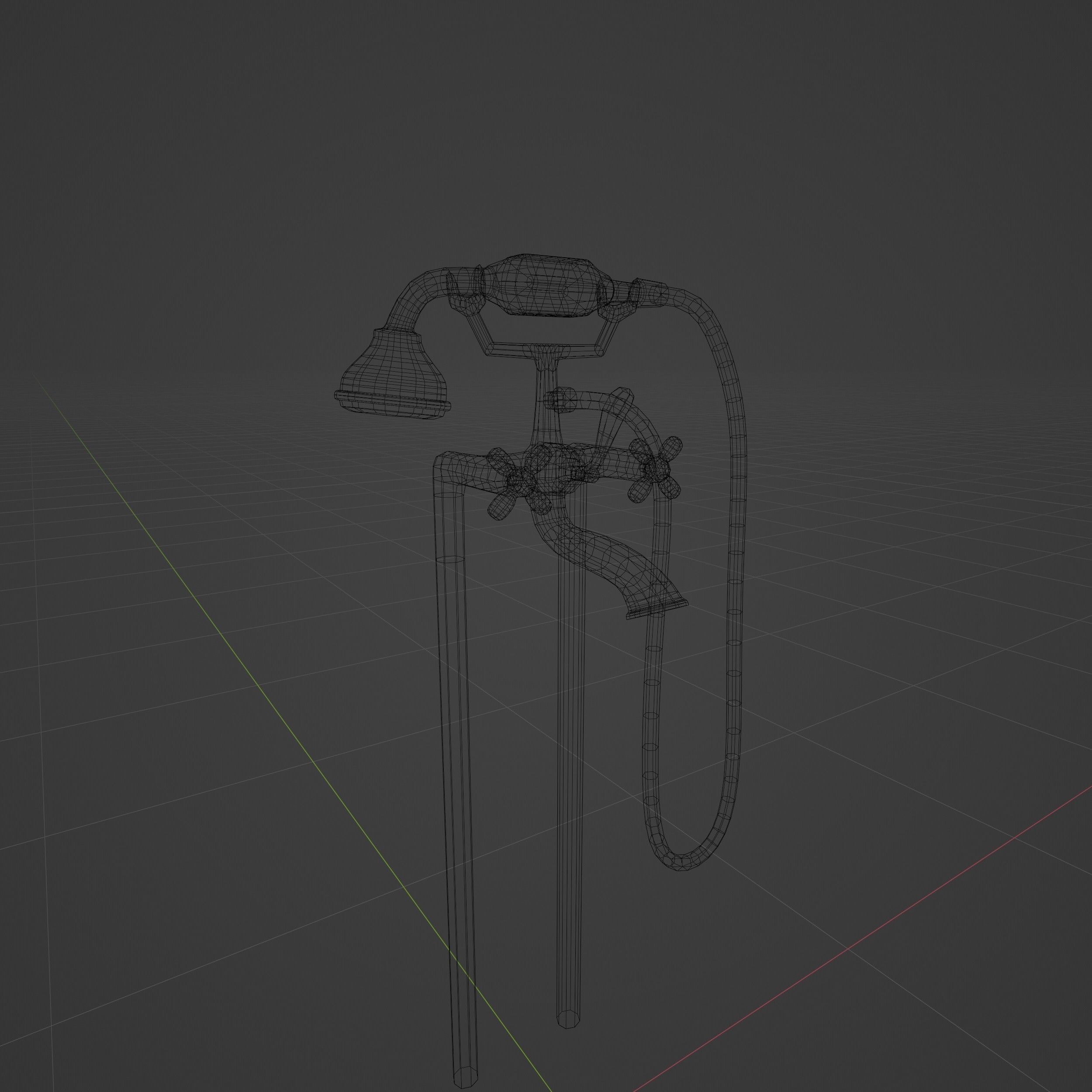 Vintage Shower Faucet Low-poly 3D model_2