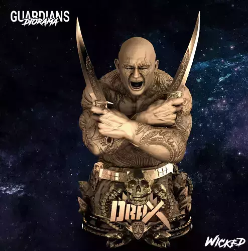 Wicked Marvel Drax Bust Tested and ready for 3d printing 3D print model