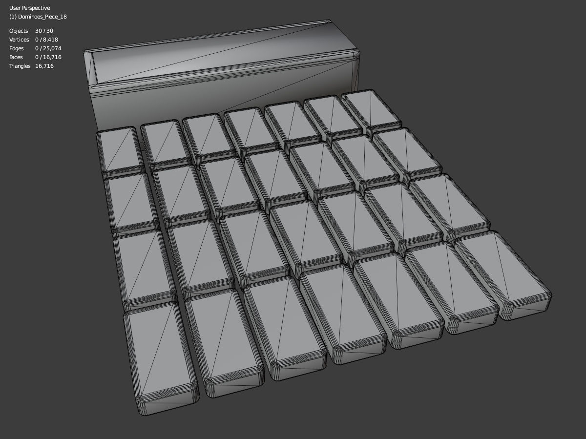 Dominoes Set Double 6 - 28 pieces Low-poly 3D model_4