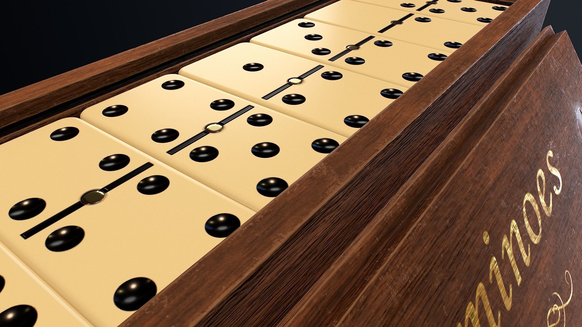 Dominoes Set Double 6 - 28 pieces Low-poly 3D model_3