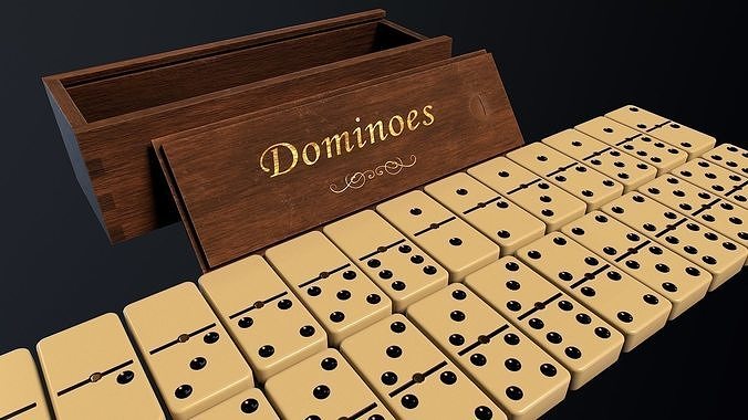 Dominoes Set Double 6 - 28 pieces Low-poly 3D model