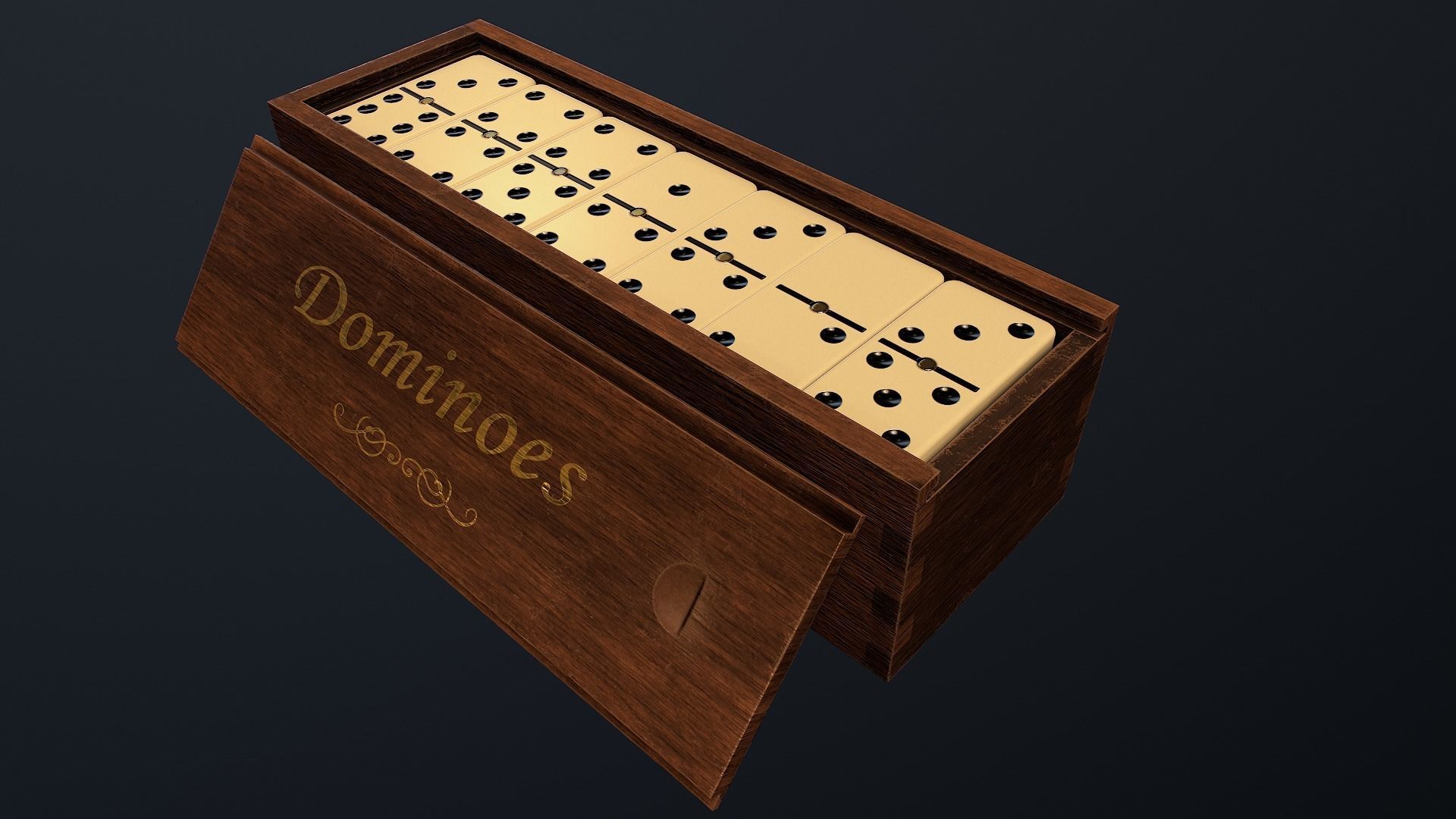 Dominoes Set Double 6 - 28 pieces Low-poly 3D model_2