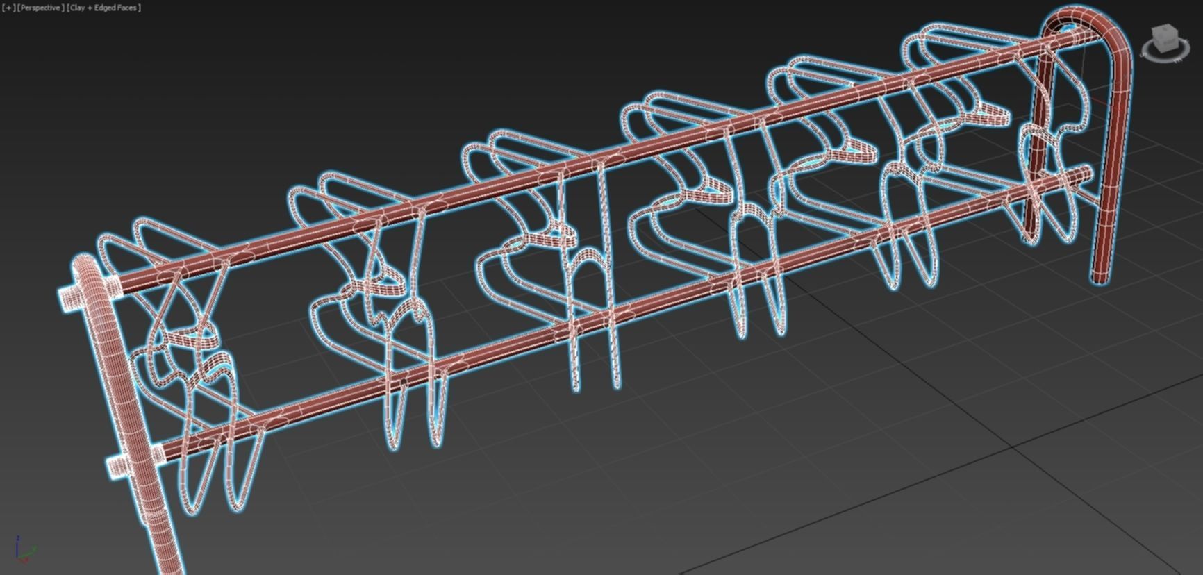 Double Bicyclerack 3D model_8