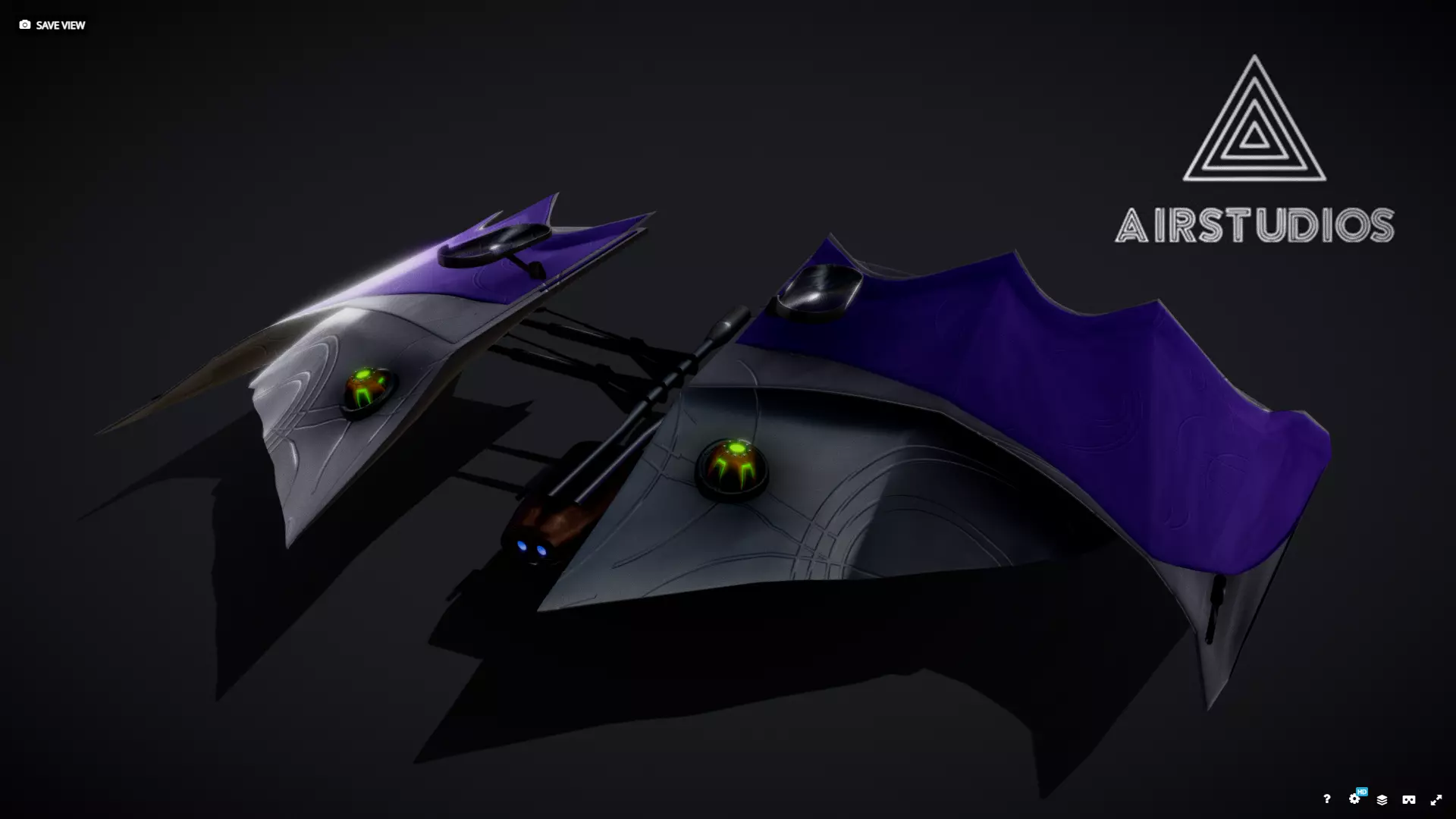 Green Goblin Glider Low-poly 3D model