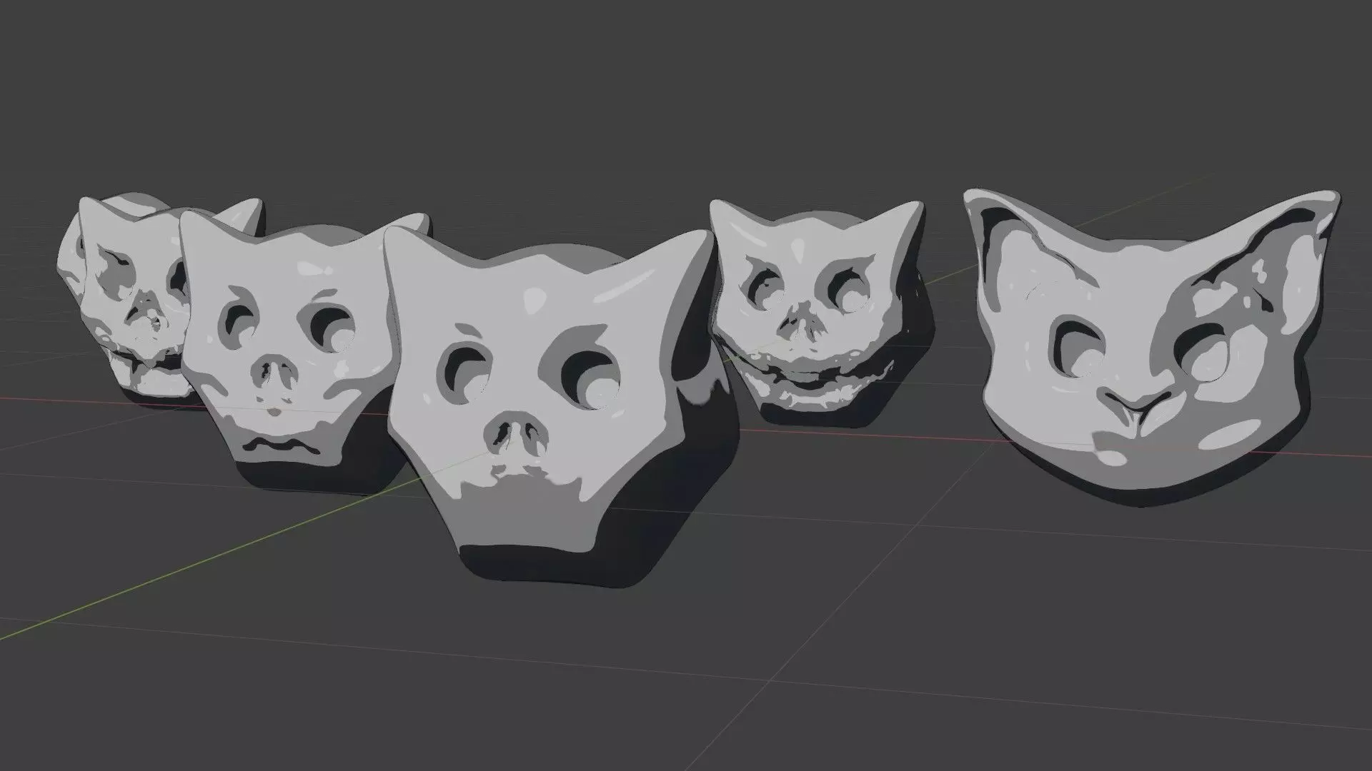 Cute cartoon skull maker  and 8 characters Low-poly 3D model_0