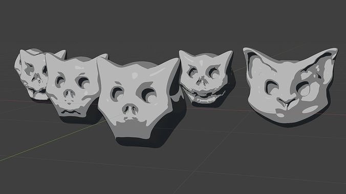 Cute cartoon skull maker  and 8 characters Low-poly 3D model