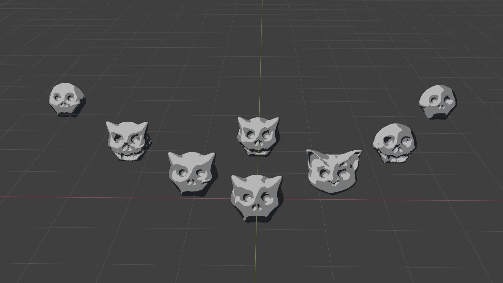 Cute cartoon skull maker  and 8 characters Low-poly 3D model_12
