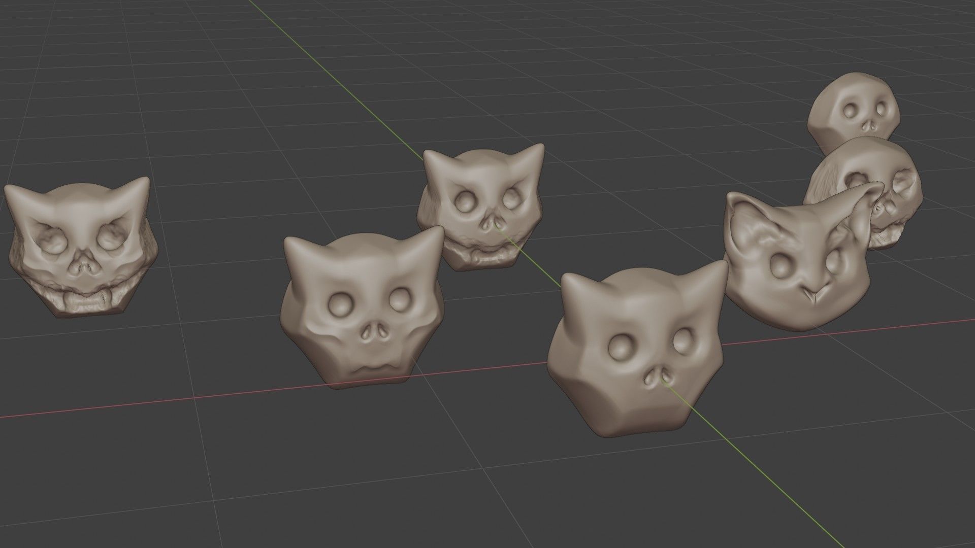 Cute cartoon skull maker  and 8 characters Low-poly 3D model_20