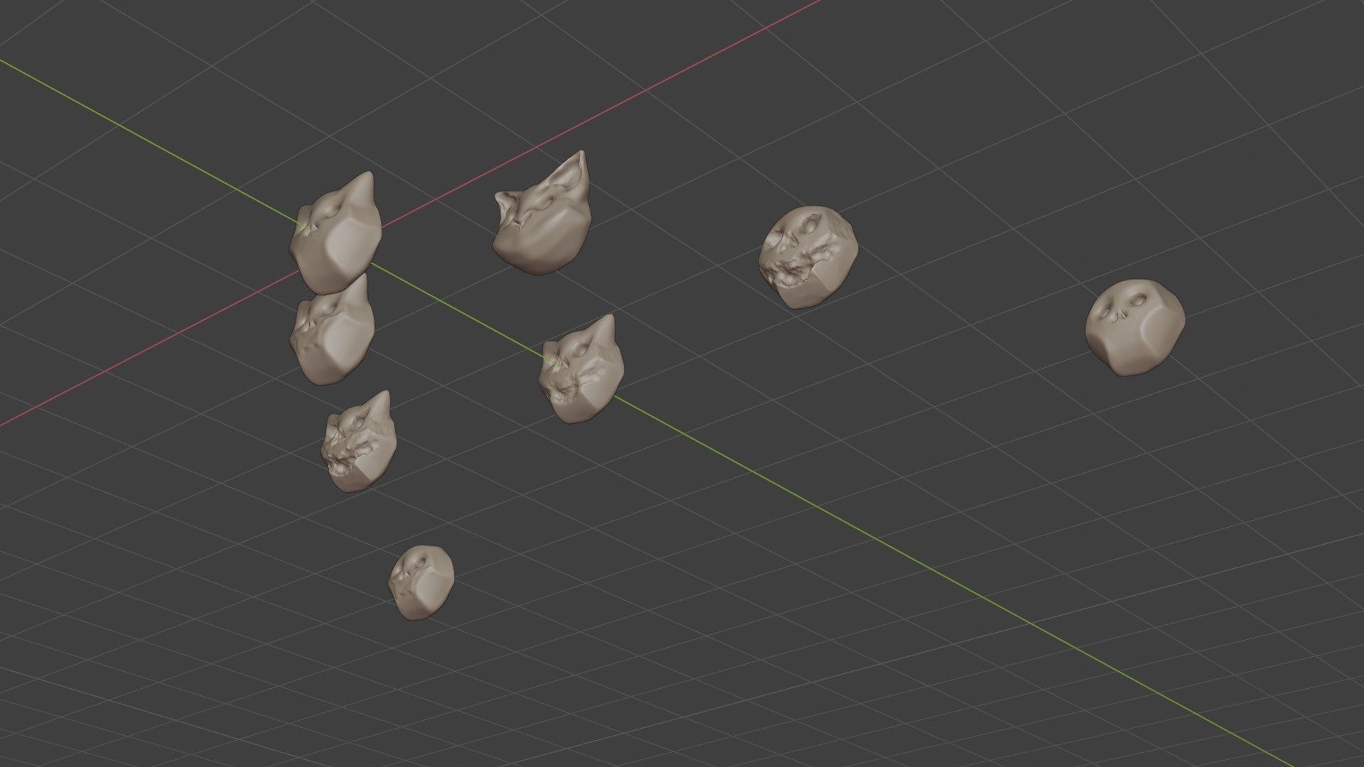 Cute cartoon skull maker  and 8 characters Low-poly 3D model_28