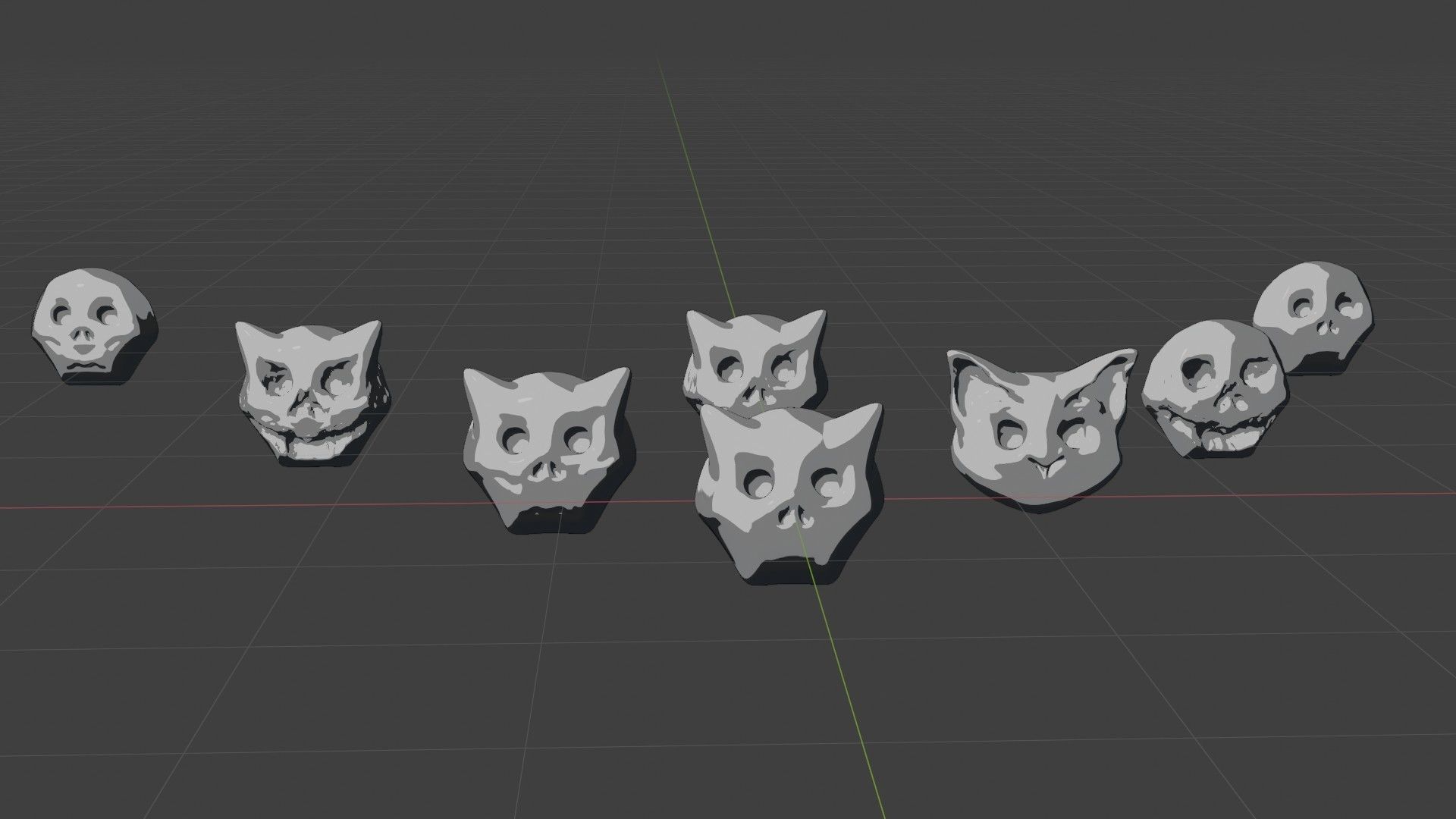 Cute cartoon skull maker  and 8 characters Low-poly 3D model_21