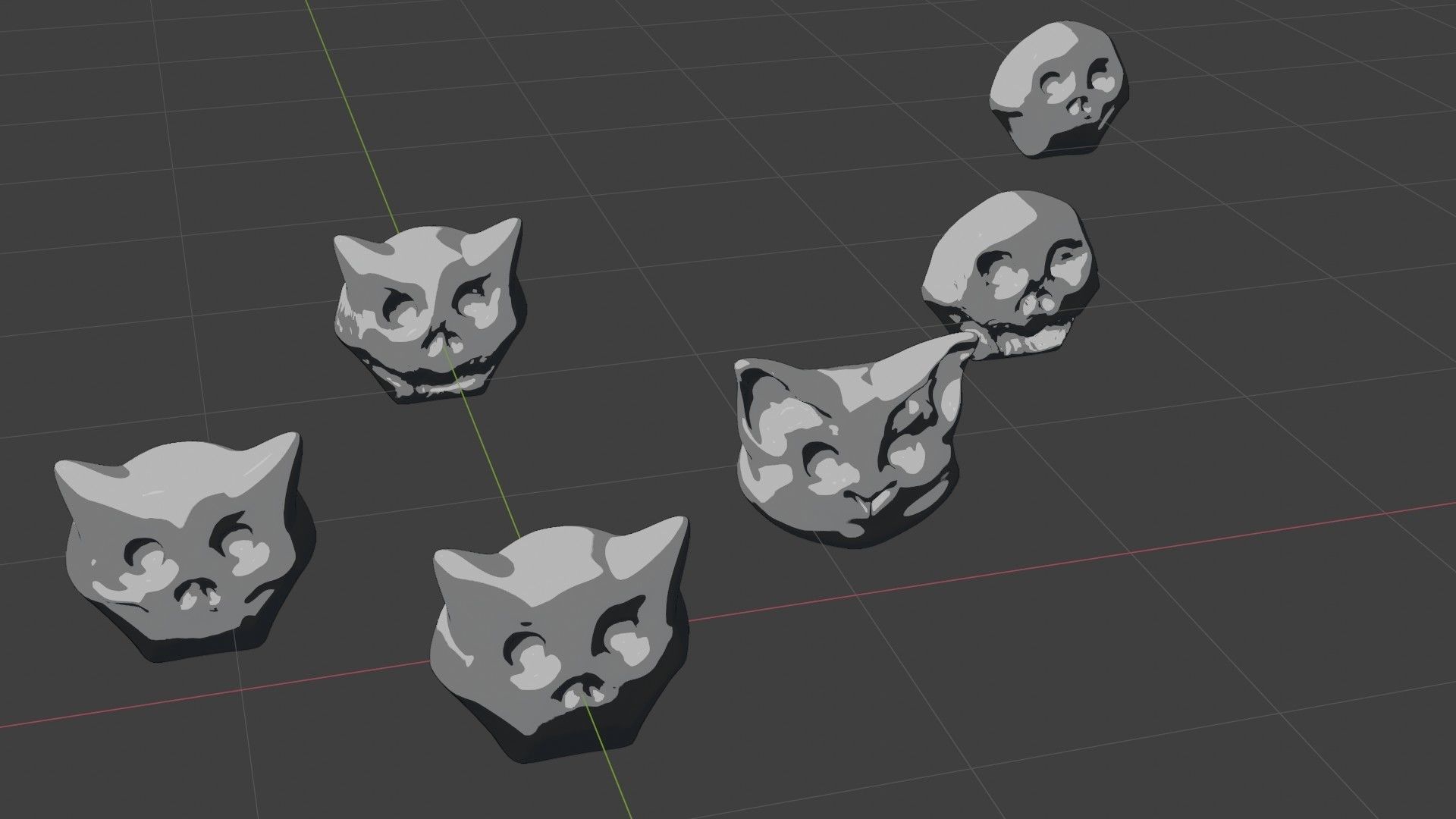 Cute cartoon skull maker  and 8 characters Low-poly 3D model_7