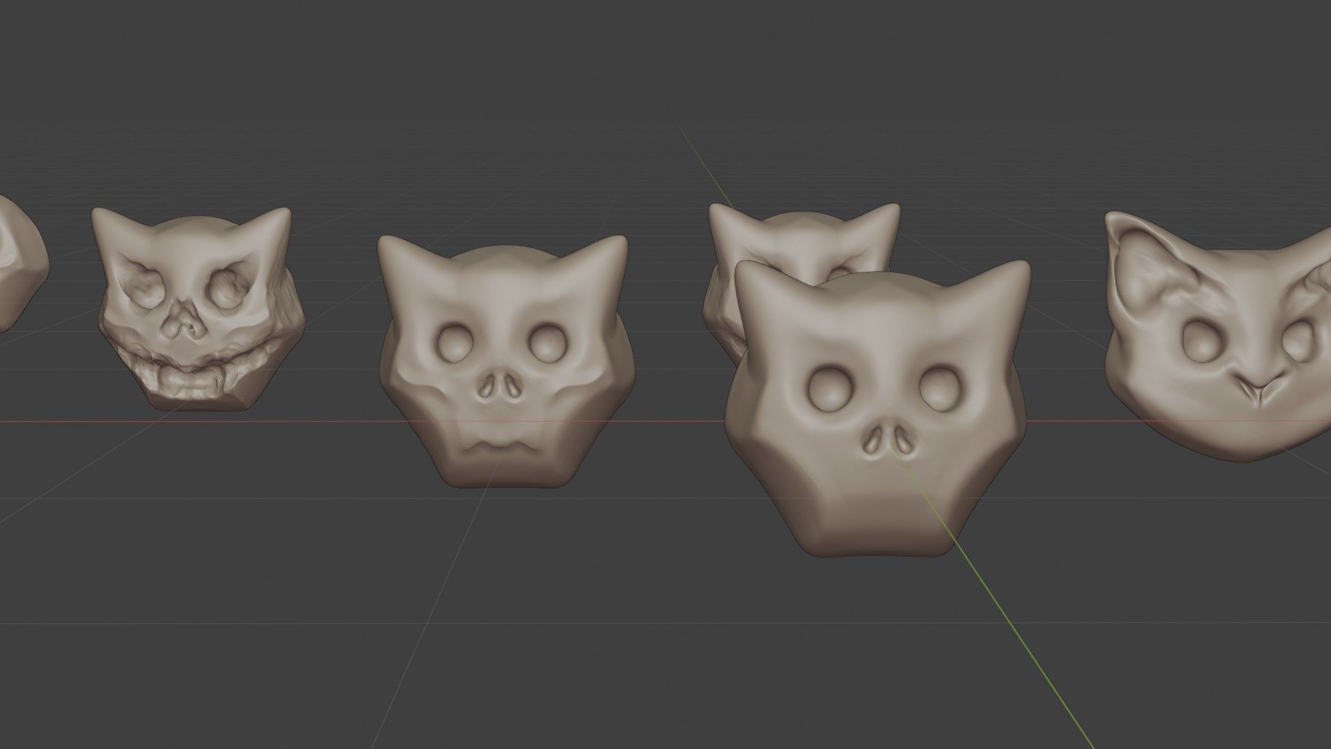 Cute cartoon skull maker  and 8 characters Low-poly 3D model_22