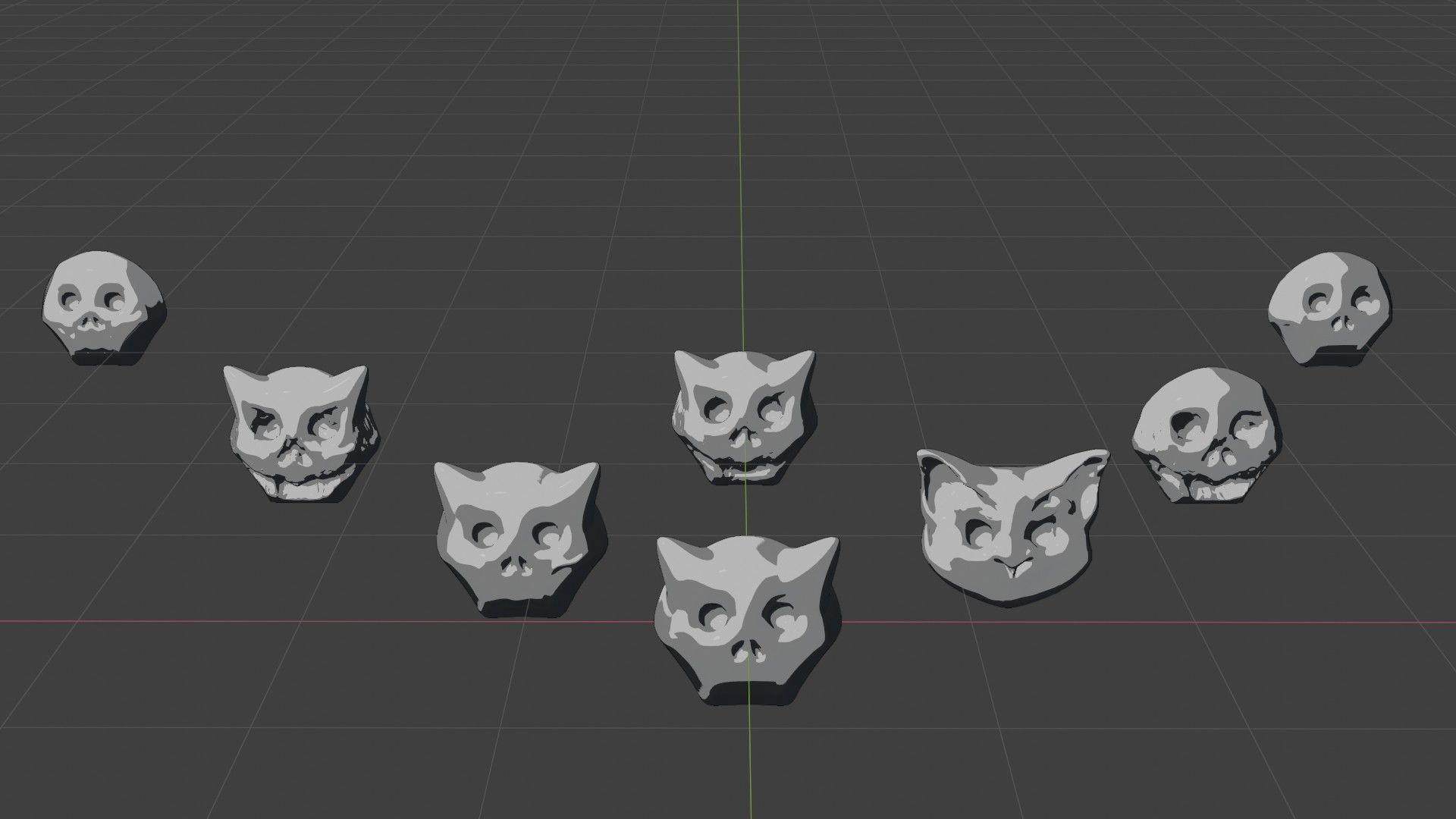 Cute cartoon skull maker  and 8 characters Low-poly 3D model_3
