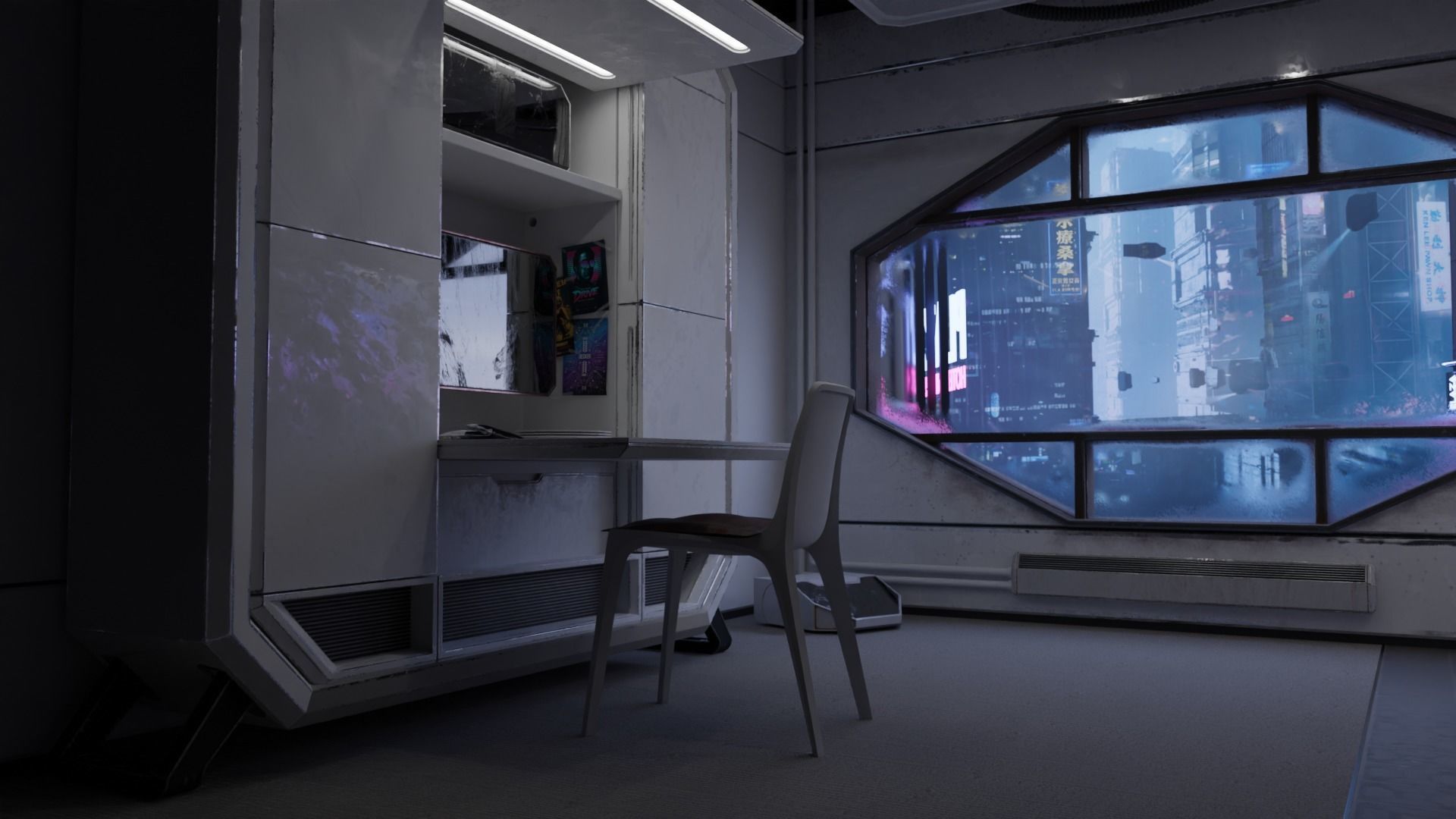 Cyberpunk Apartment v7 Scene 3D model_4