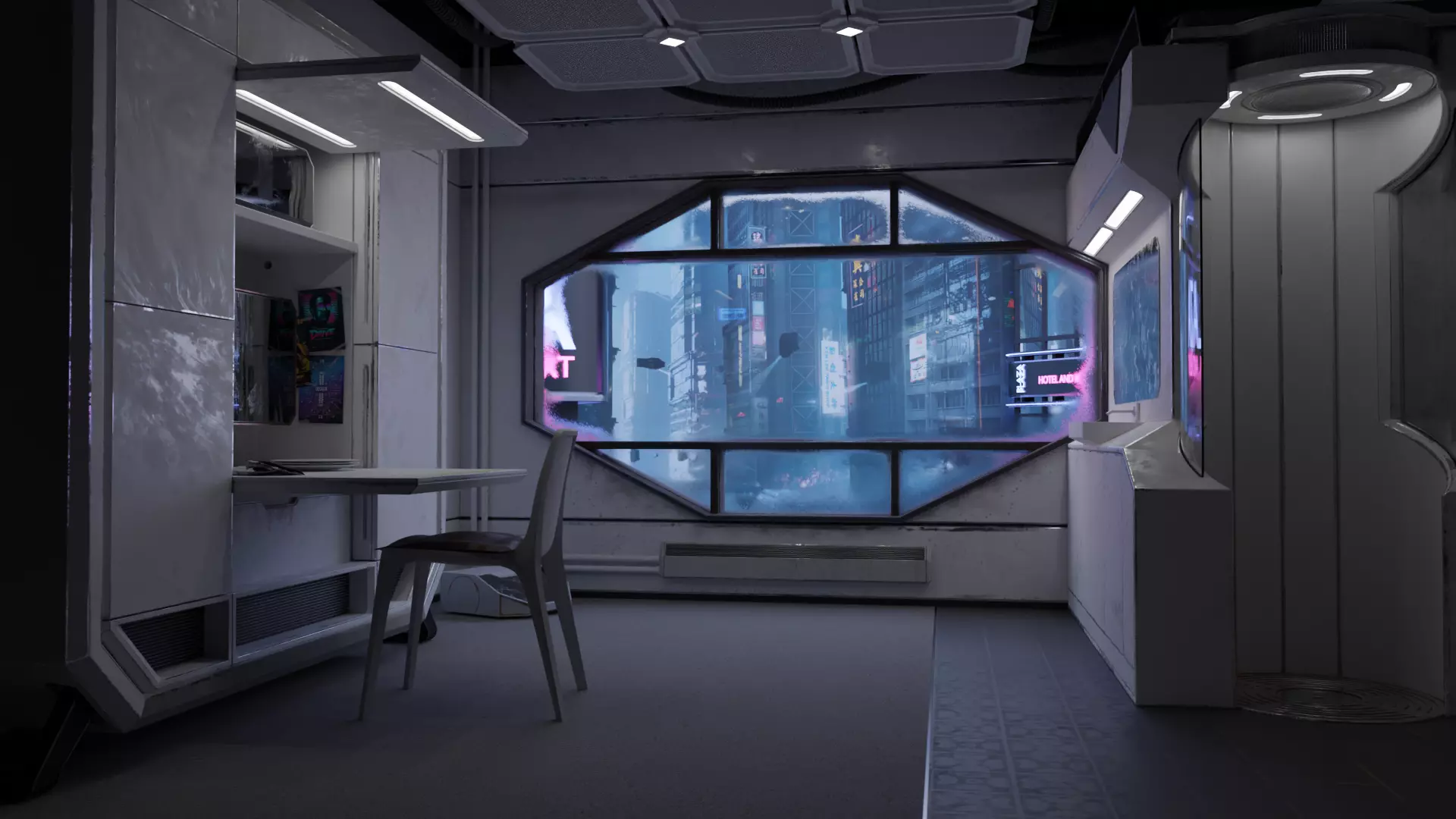Cyberpunk Apartment v7 Scene 3D model_0