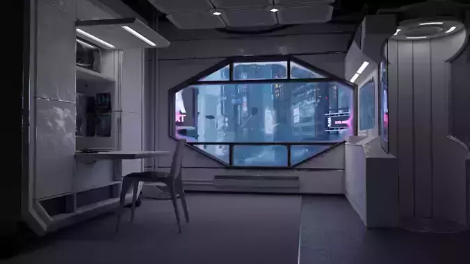 Cyberpunk Apartment v7 Scene 3D model