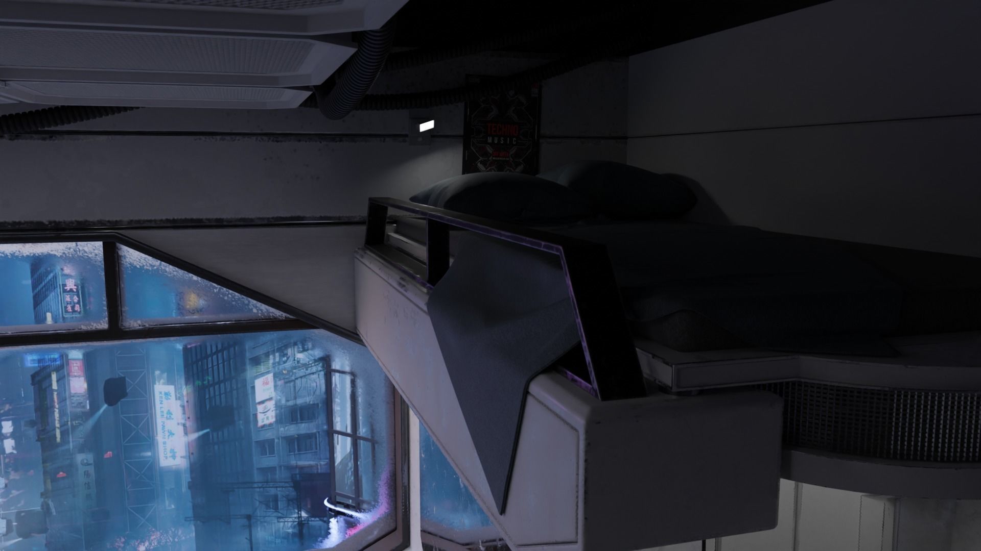 Cyberpunk Apartment v7 Scene 3D model_2