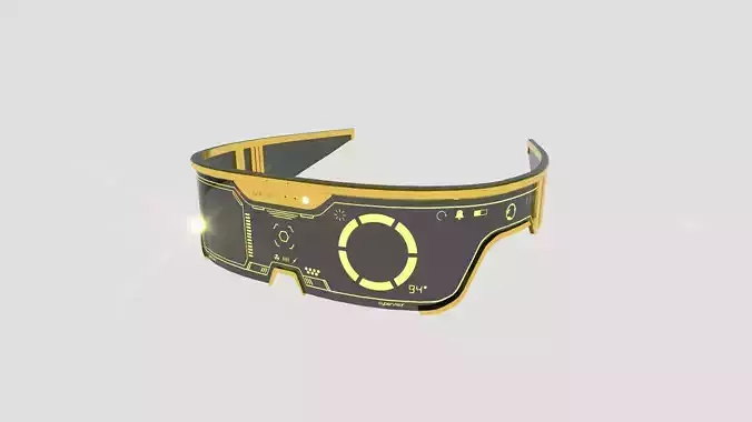 SciFi Glasses Visor 07 Yellow - Character Design Fashion Low-poly 3D model