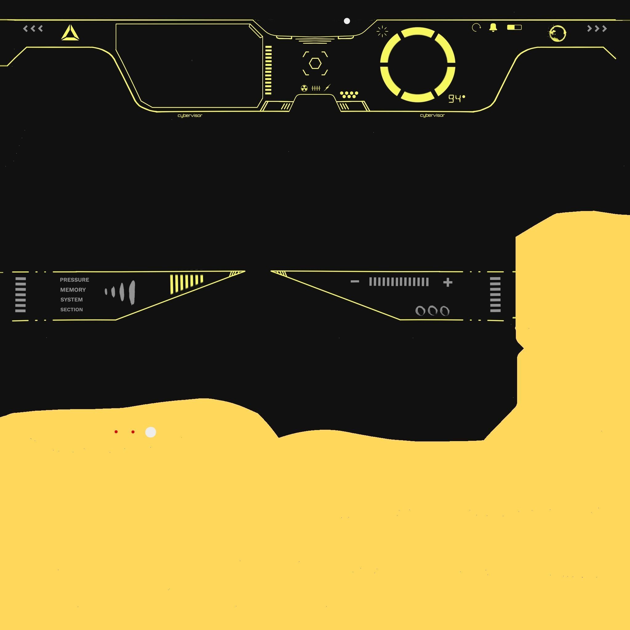 SciFi Glasses Visor 07 Yellow - Character Design Fashion Low-poly 3D model_18