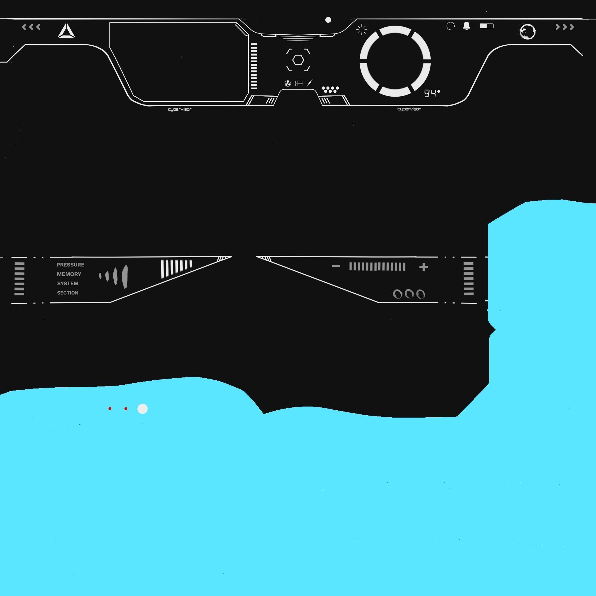 SciFi Glasses Visor 08 Light Blue - Character Design Fashion Low-poly 3D model_18