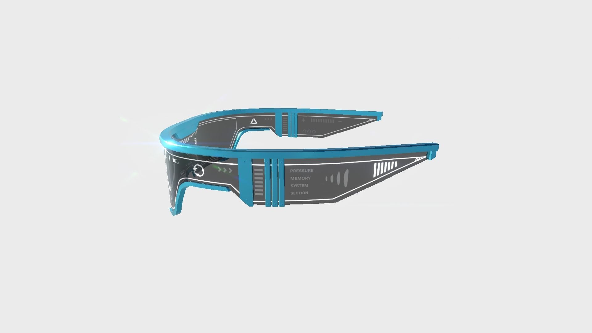 SciFi Glasses Visor 08 Light Blue - Character Design Fashion Low-poly 3D model_4
