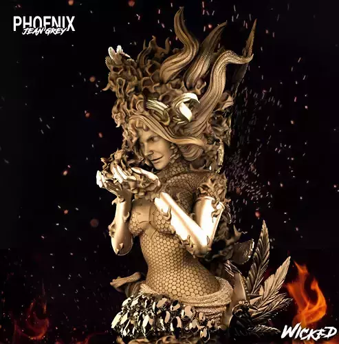 Wicked Marvel Phoenix Bust Tested and ready for 3d printing