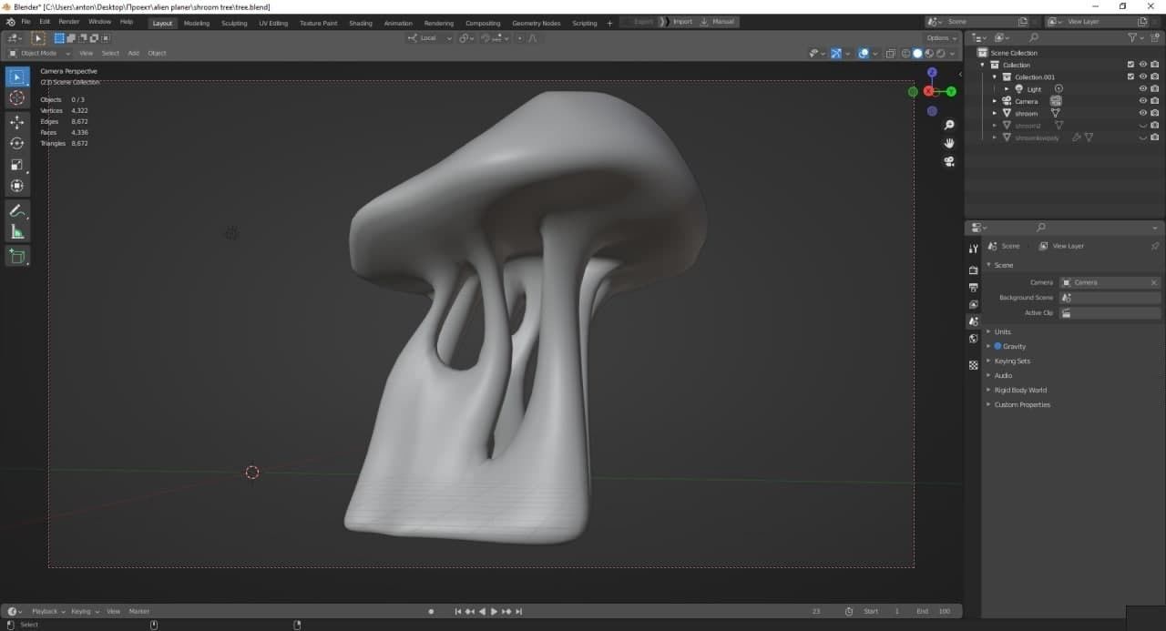 Alien mushroom Tree Low-poly 3D model_5
