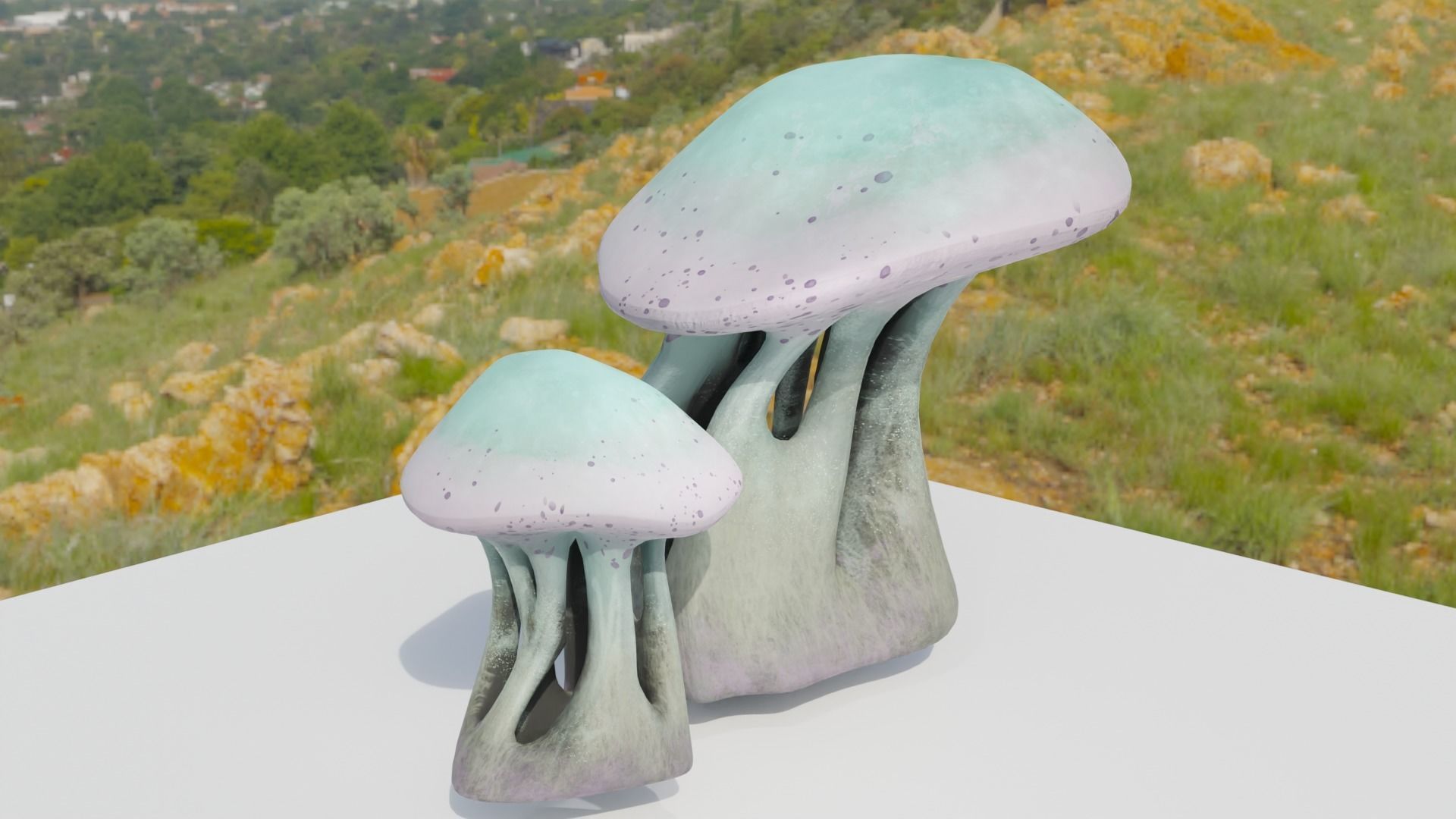 Alien mushroom Tree Low-poly 3D model_4