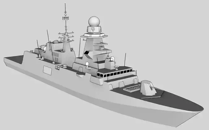 FFG Bergamini FREMM class Low-poly 3D model
