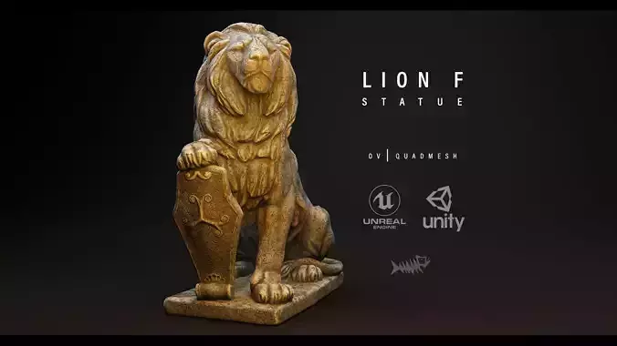 Lion Statue F PBR 4K