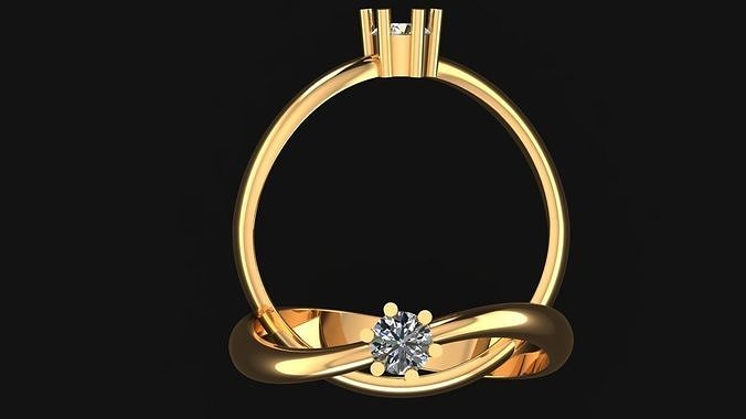 Women ring 58 simple curve single diamond women ring Free 3D print model