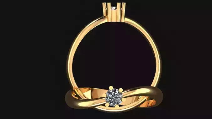 Women ring 58 simple curve single diamond women ring