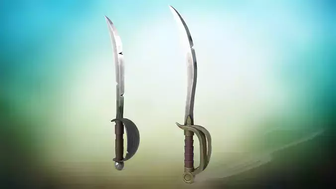 Stylized Cutlass Low-poly 3D model Low-poly 3D model