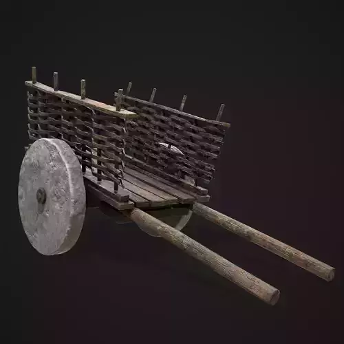 Wooden Cart With Poles  Low-poly 3D model