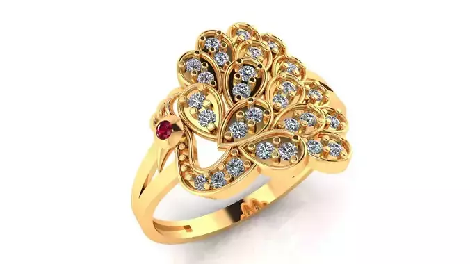 Women ring 59 peacock top shape diamond ring for women