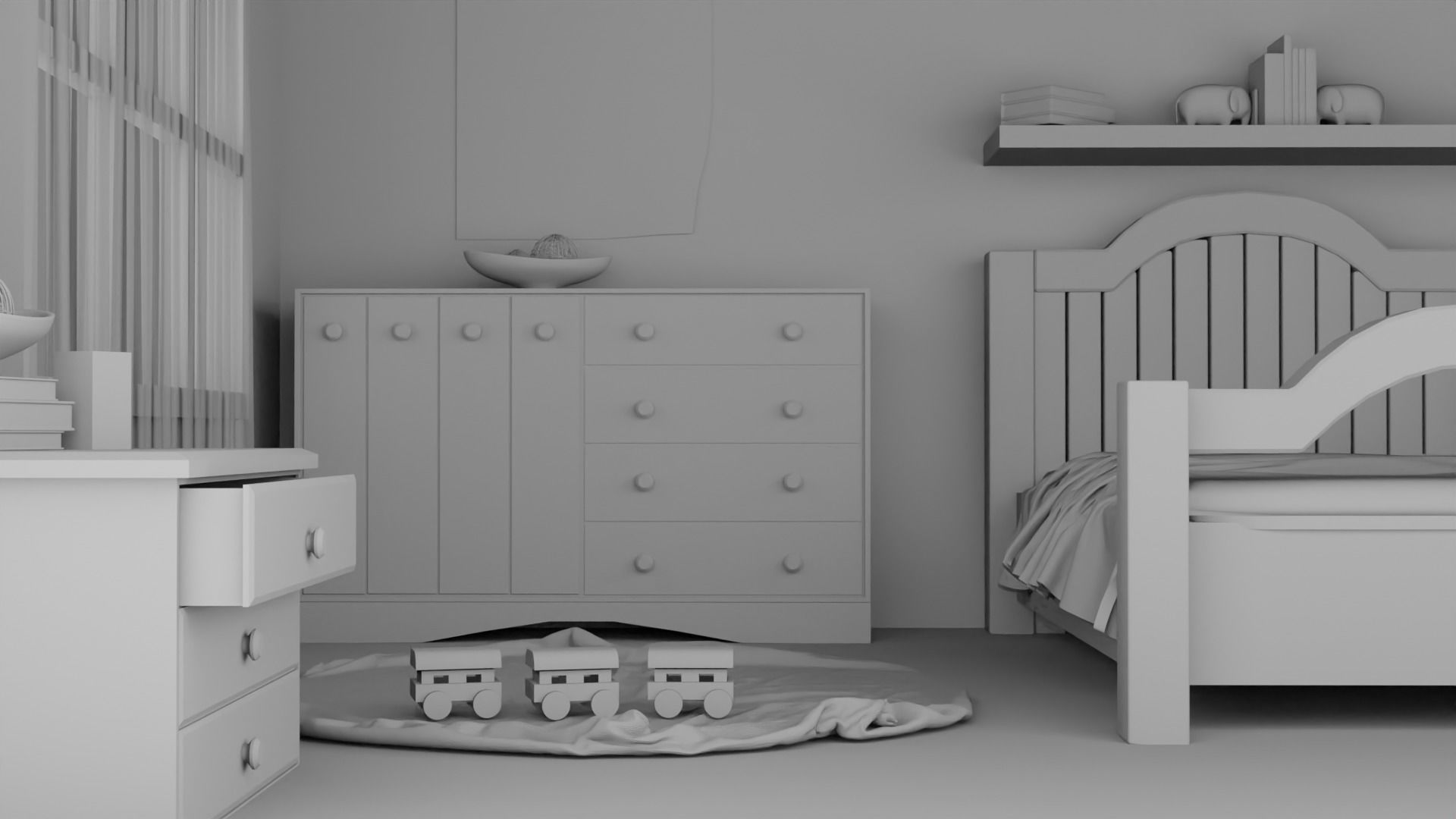 Cartoon bedroom 3D model_12