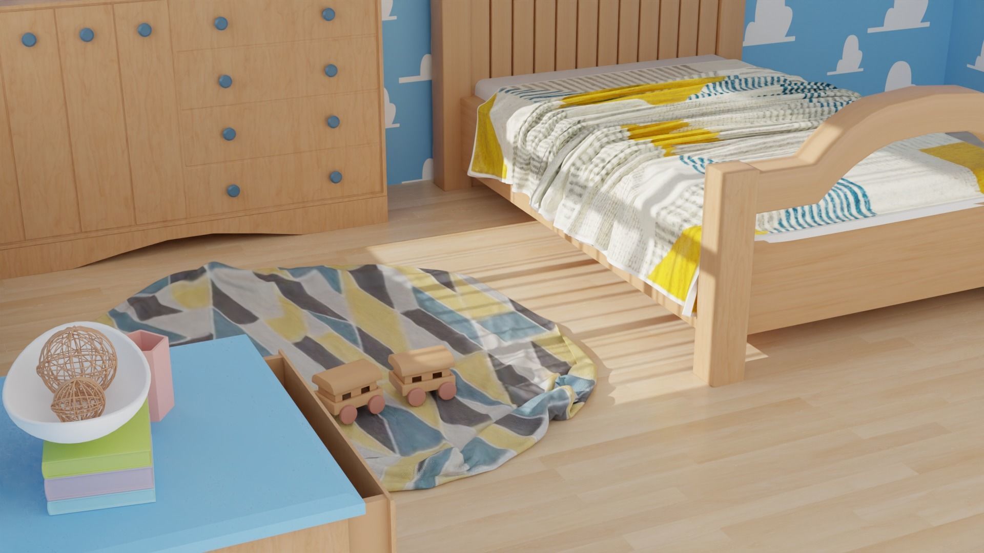 Cartoon bedroom 3D model_5