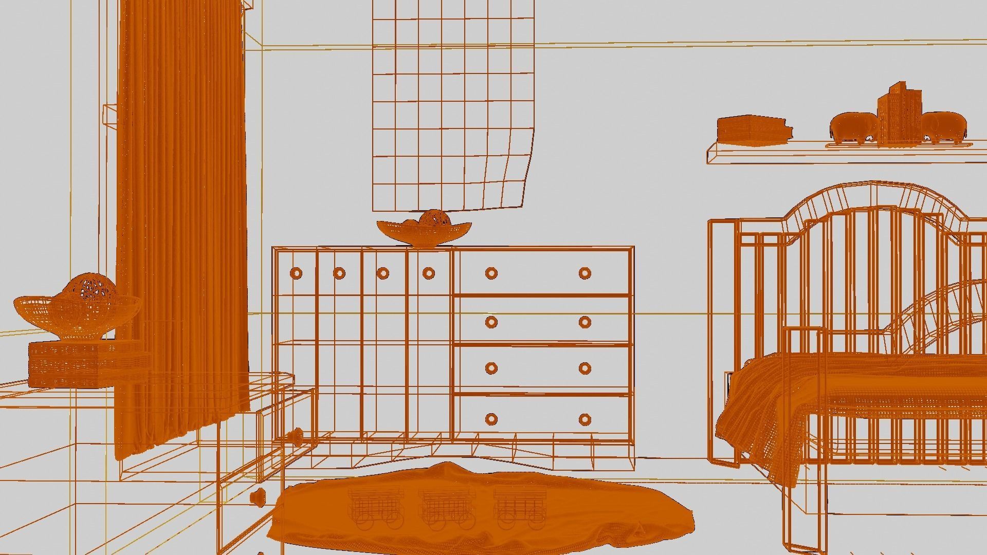 Cartoon bedroom 3D model_10