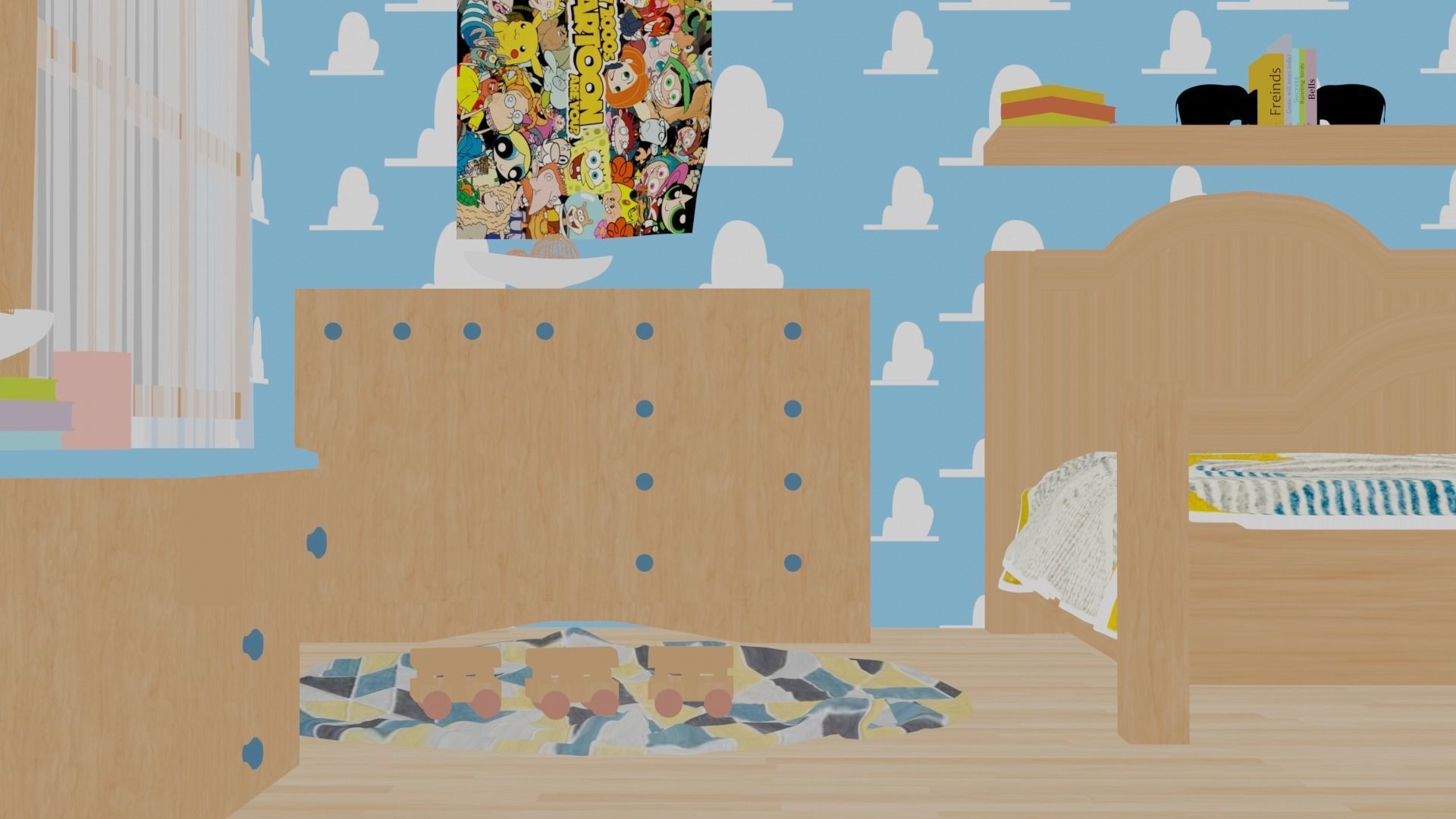 Cartoon bedroom 3D model_15