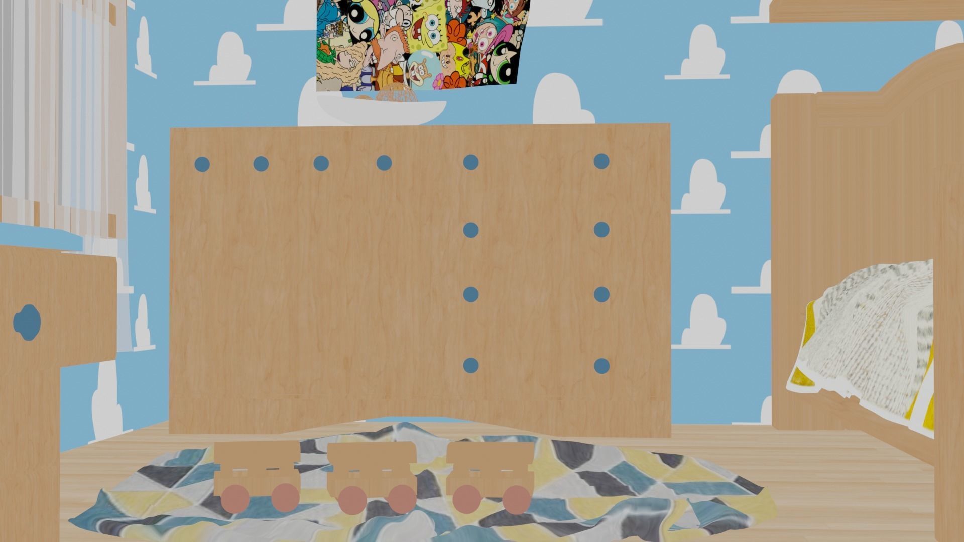 Cartoon bedroom 3D model_16