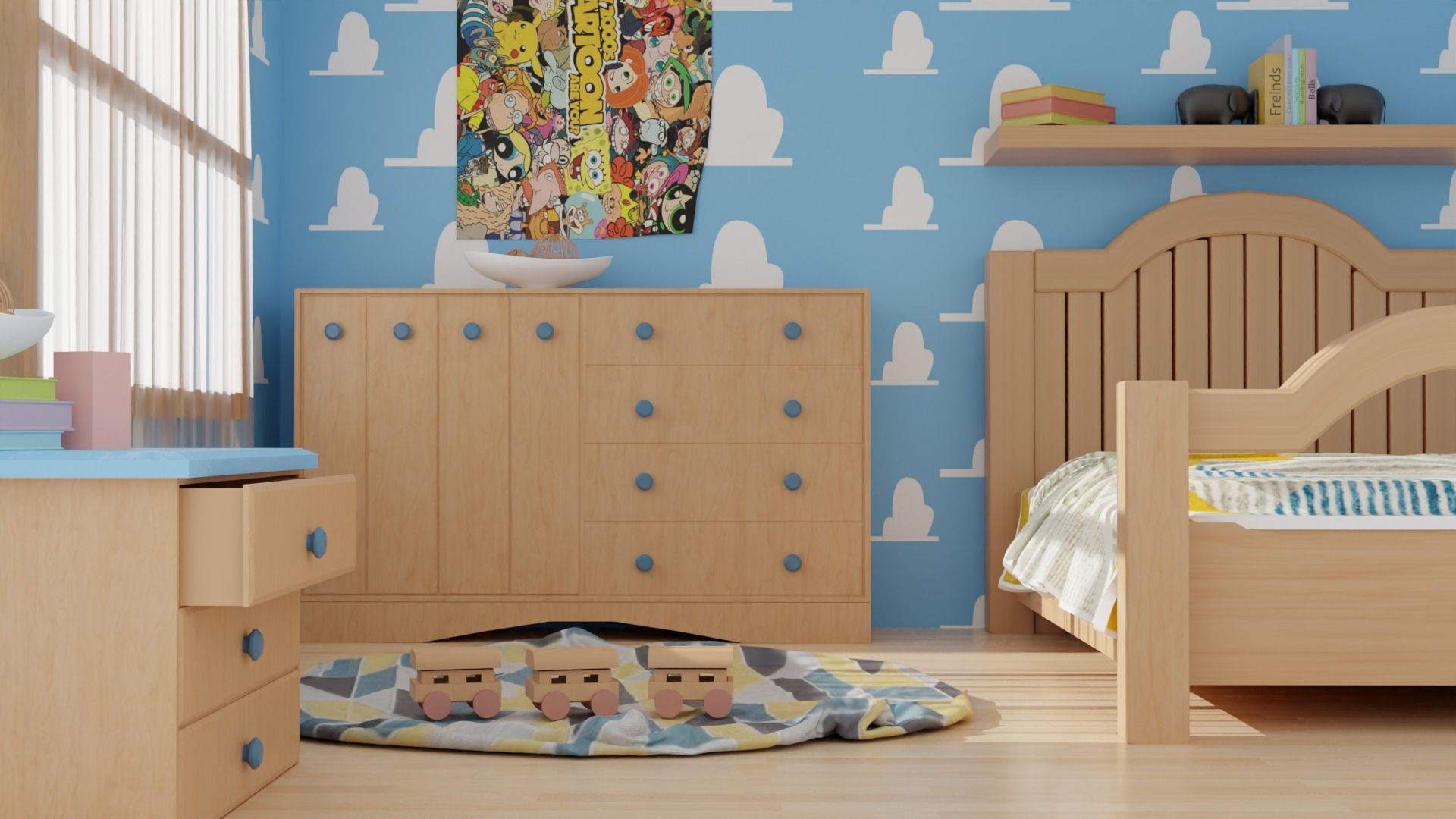 Cartoon bedroom 3D model_4